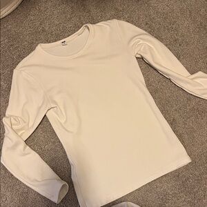 Uniqlo Women's Off-White Long Sleeve Top